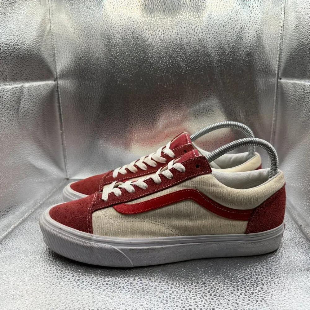 Size 10 Vans Off The Wall‎ Low Top Red White Mens Athletic Sneakers 500714